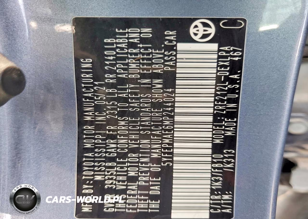 2021 Toyota Corolla Le VIN:5YFEPMAE6MP244024 - 12