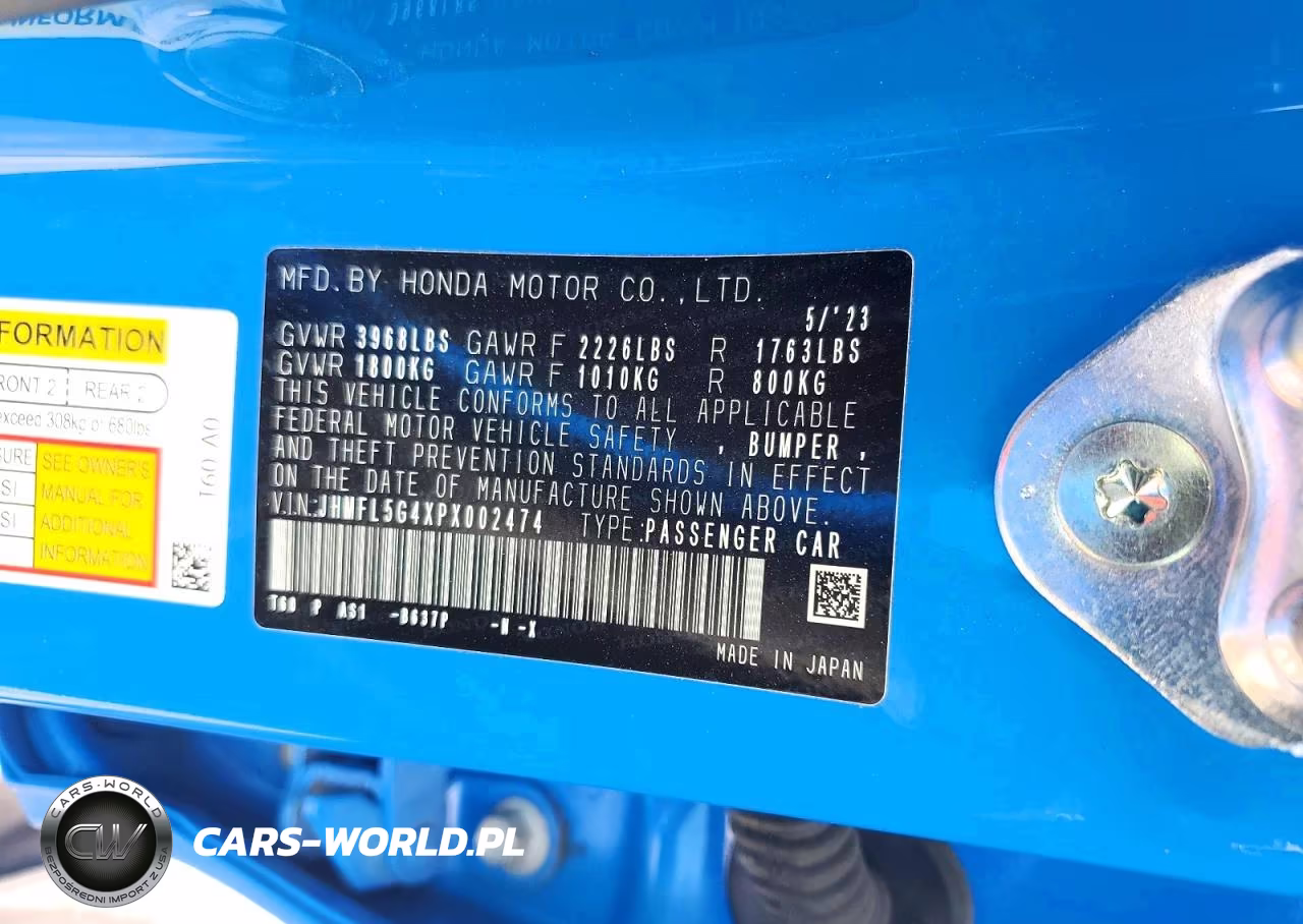 2023 Honda Civic Type-R VIN:JHMFL5G4XPX002474 - 13