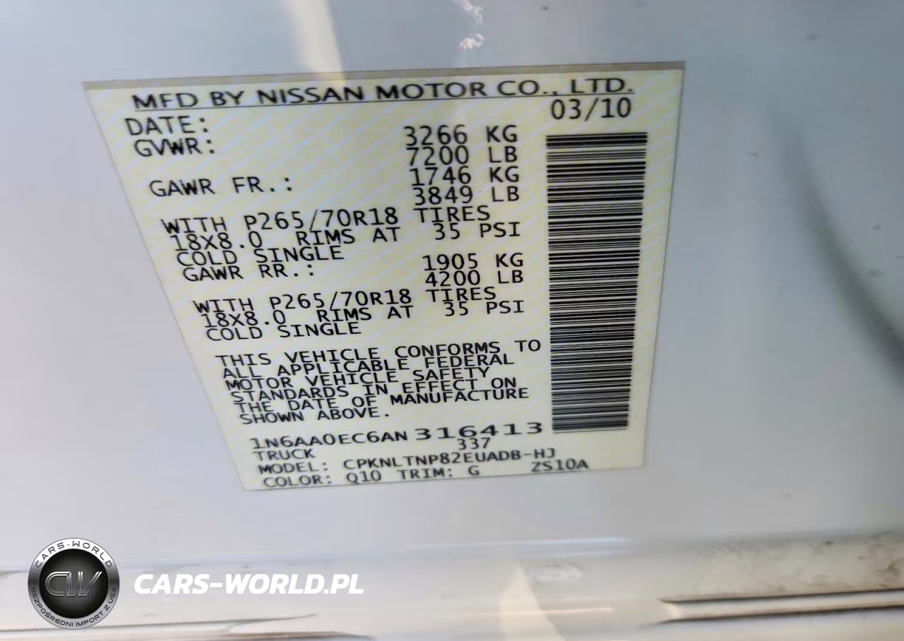 2010 Nissan Titan Se VIN:1N6AA0EC6AN316413 - 13