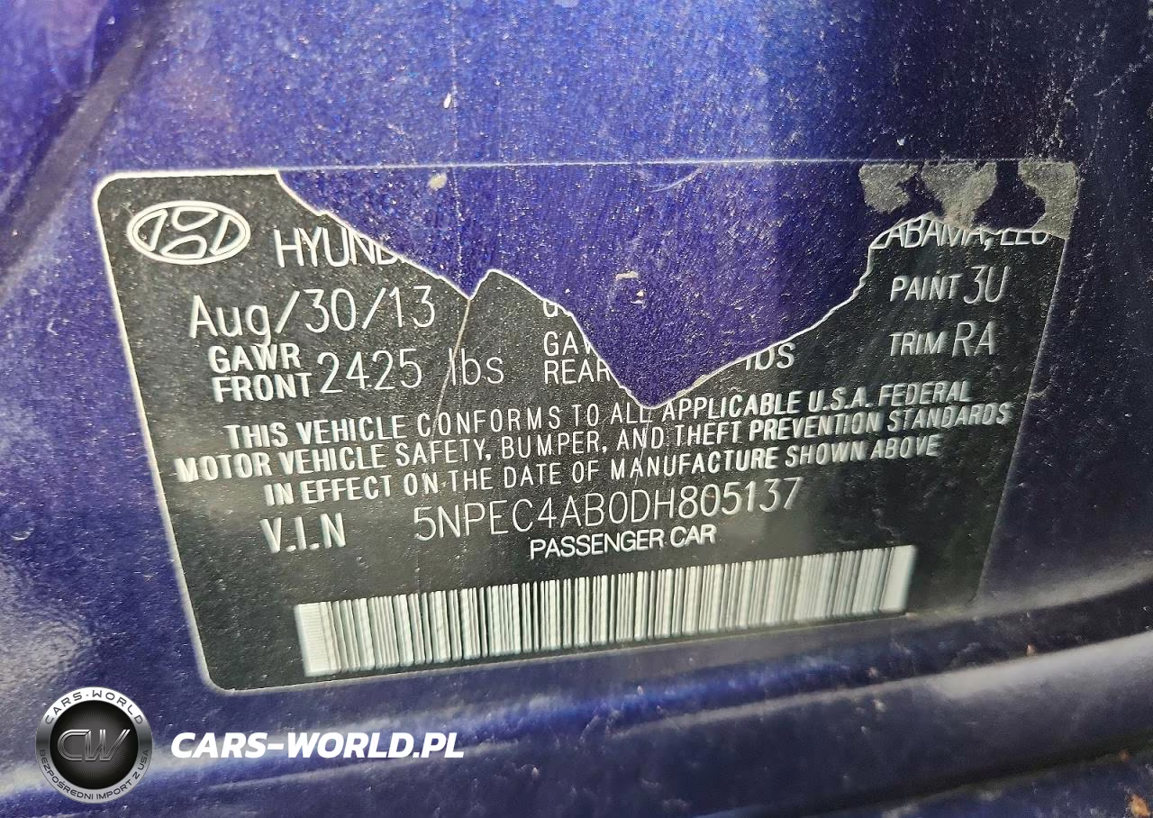 2013 Hyundai Sonata Se 2.0T VIN:5NPEC4AB0DH805137 - 12