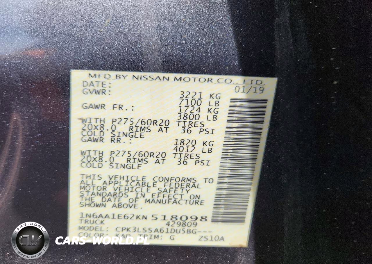 2019 Nissan Titan Platinum Reserve VIN:1N6AA1E62KN518098 - 12