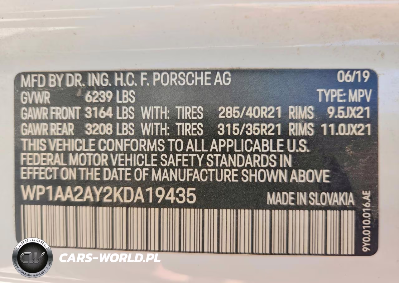2019 Porsche Cayenne VIN:WP1AA2AY2KDA19435 - 14