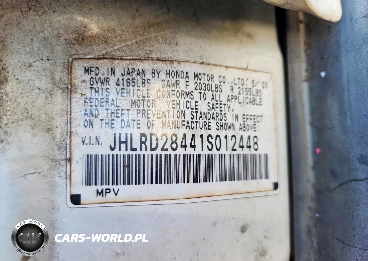 2001 Honda Cr-V Lx VIN:JHLRD28441S012448 - 13
