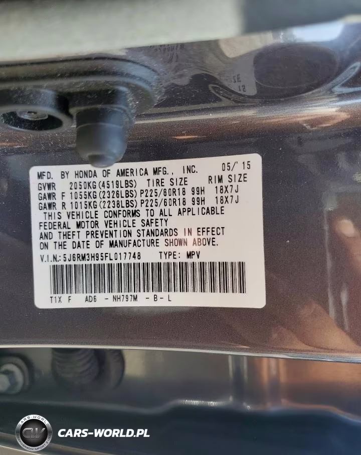 2015 Honda Cr-V Touring VIN:5J6RM3H95FL017748 - 14