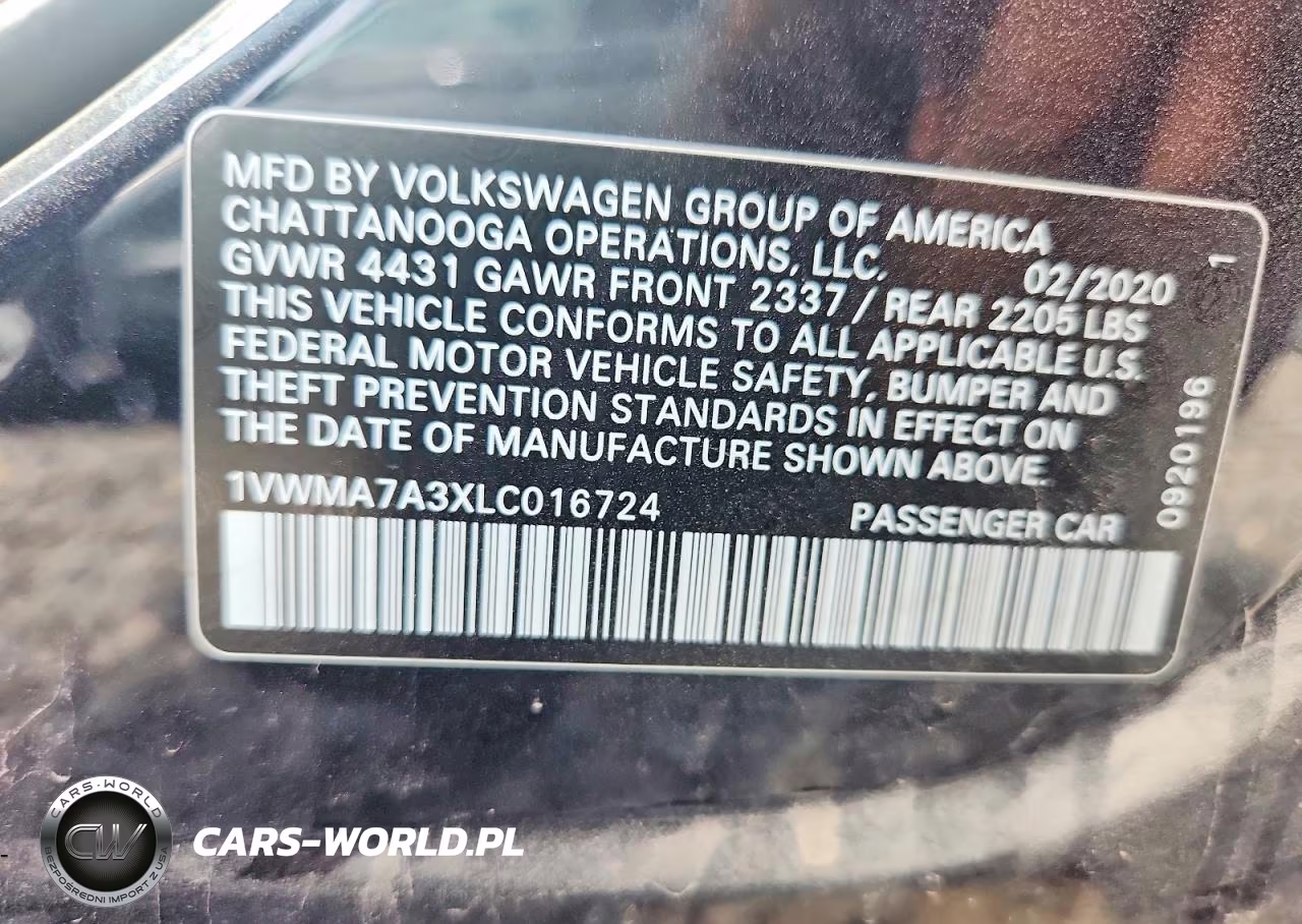 2020 Volkswagen Passat R-Line VIN:1VWMA7A3XLC016724 - 12
