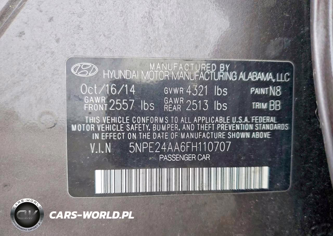 2015 Hyundai Sonata Eco VIN:5NPE24AA6FH110707 - 12