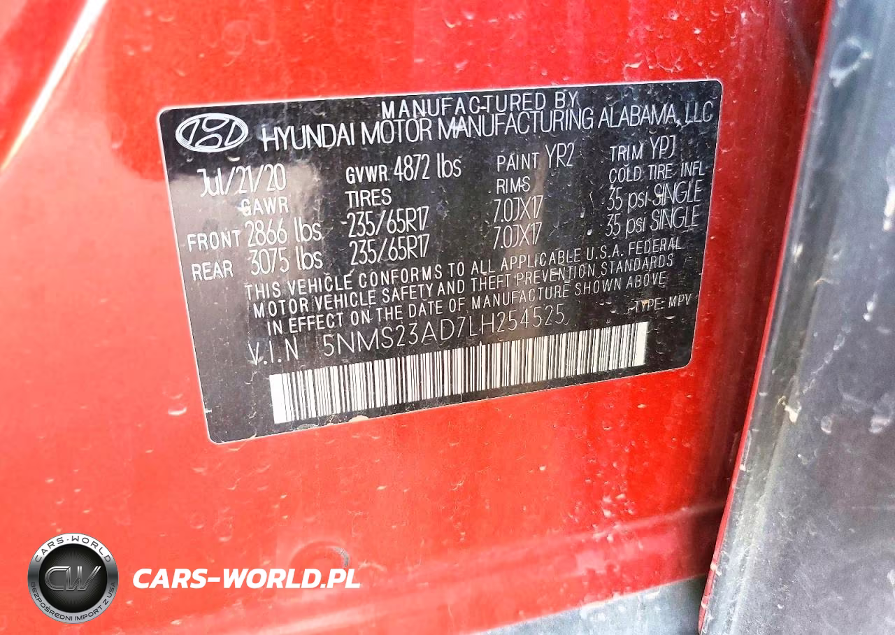 2020 Hyundai Santa Fe Se VIN:5NMS23AD7LH254525 - 13