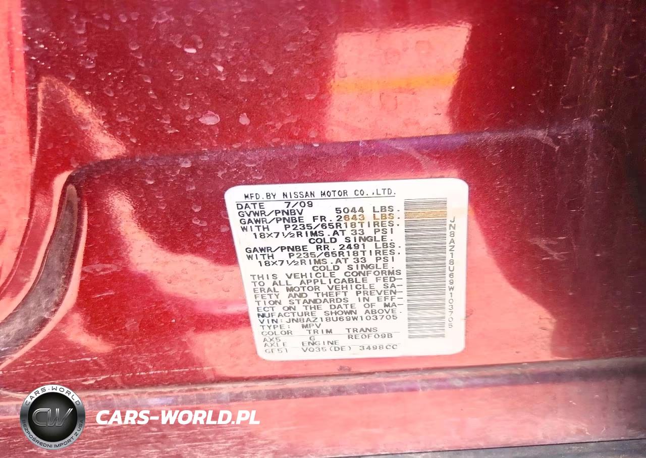 2009 Nissan Murano S VIN:JN8AZ18U69W103705 - 13