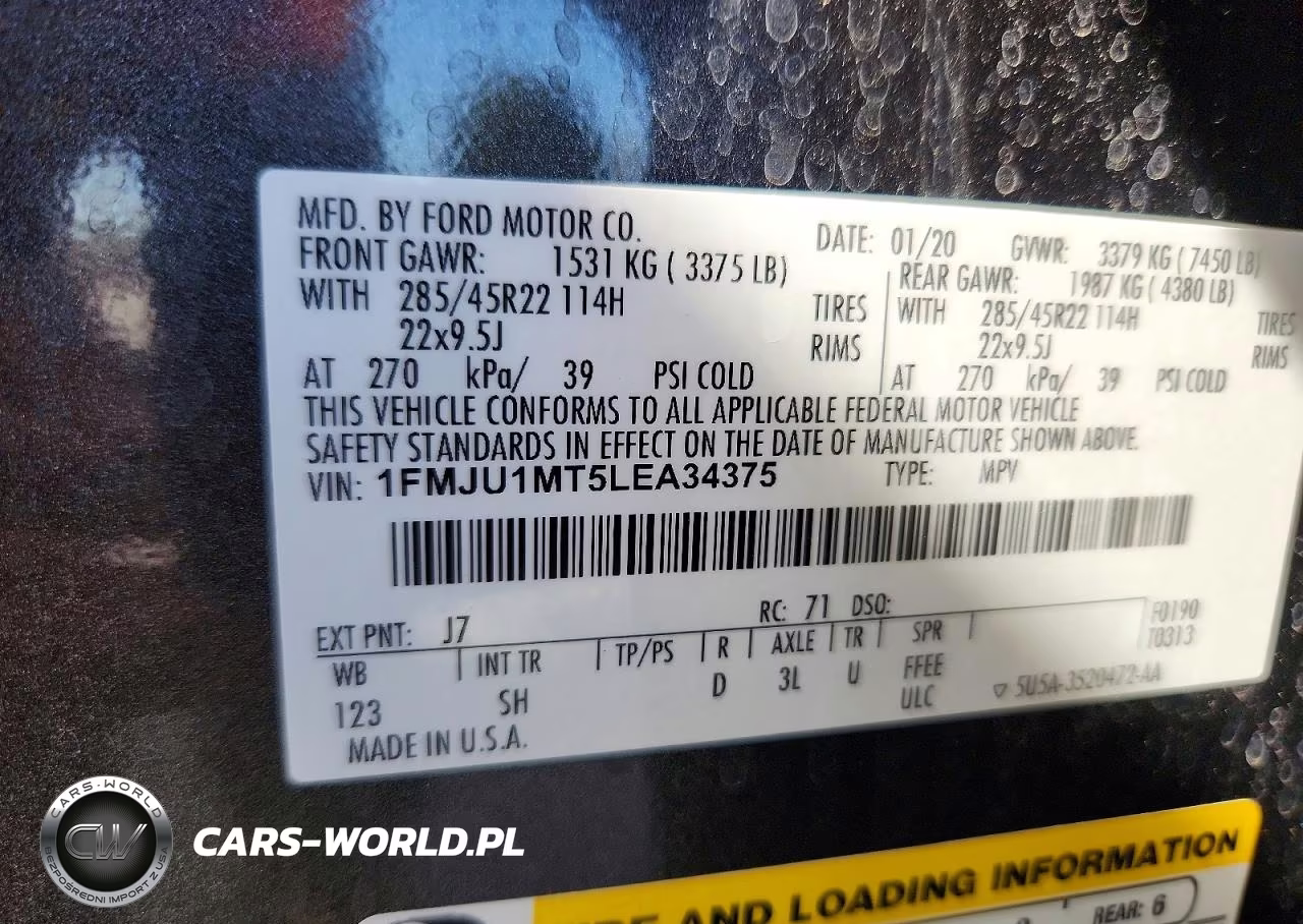 2020 Ford Expedition Platinum VIN:1FMJU1MT5LEA34375 - 14