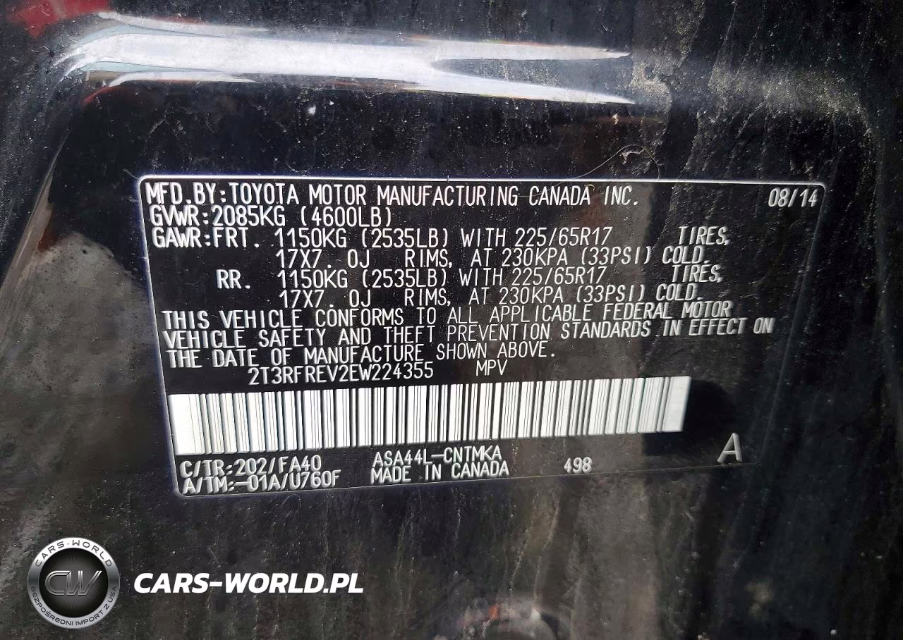 2014 Toyota Rav4 Xle VIN:2T3RFREV2EW224355 - 13