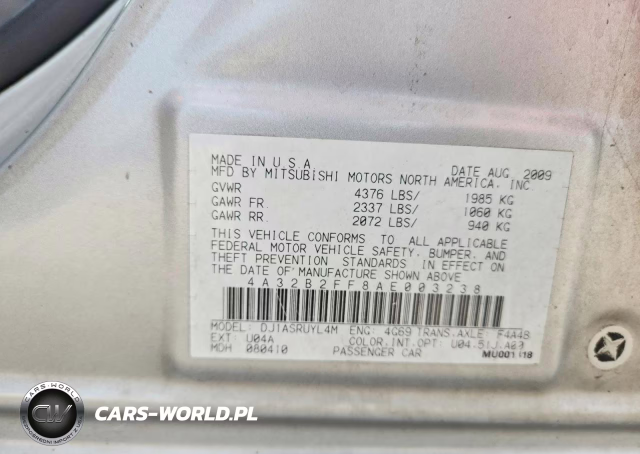 2010 Mitsubishi Galant Fe VIN:4A32B2FF8AE003238 - 12