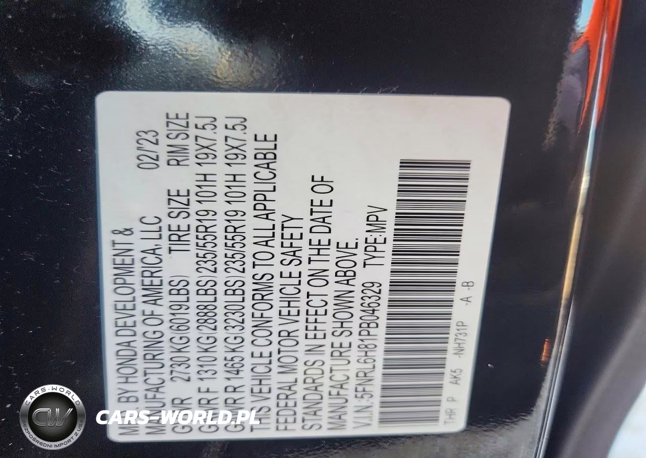 2023 Honda Odyssey Touring VIN:5FNRL6H81PB046329 - 13