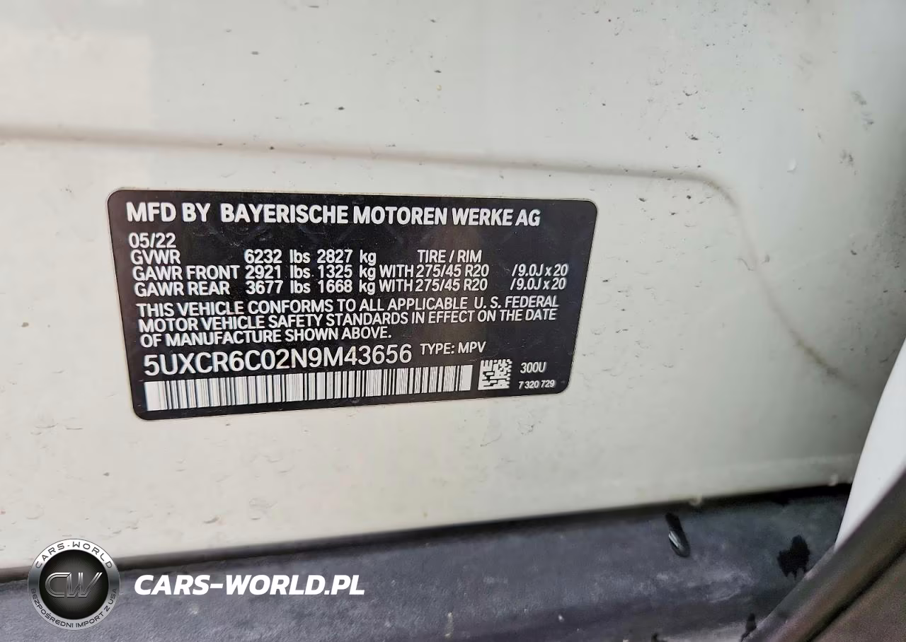 2022 BMW X5 xDrive40I VIN:5UXCR6C02N9M43656 - 12