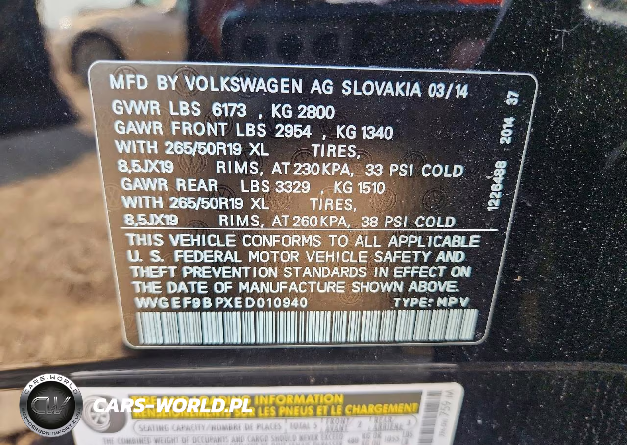2014 Volkswagen Touareg V6 VIN:WVGEF9BPXED010940 - 13