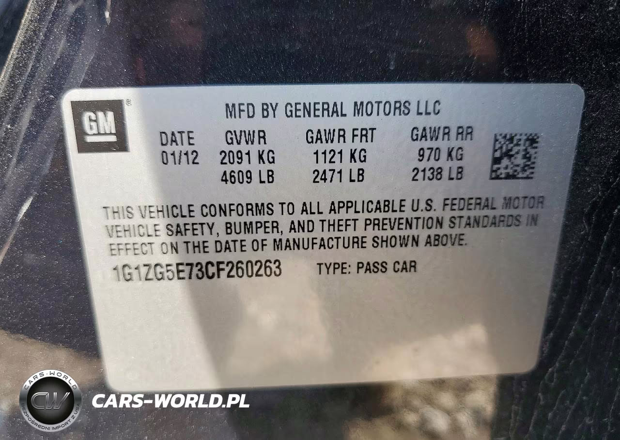 2012 Chevrolet Malibu Ltz VIN:1G1ZG5E73CF260263 - 12