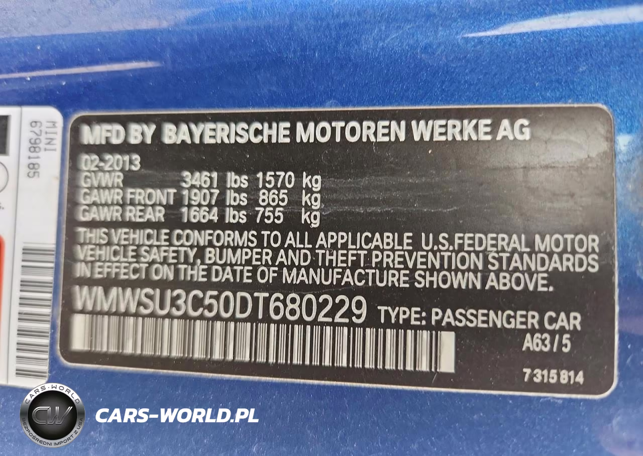 2013 Mini Cooper VIN:WMWSU3C50DT680229 - 12