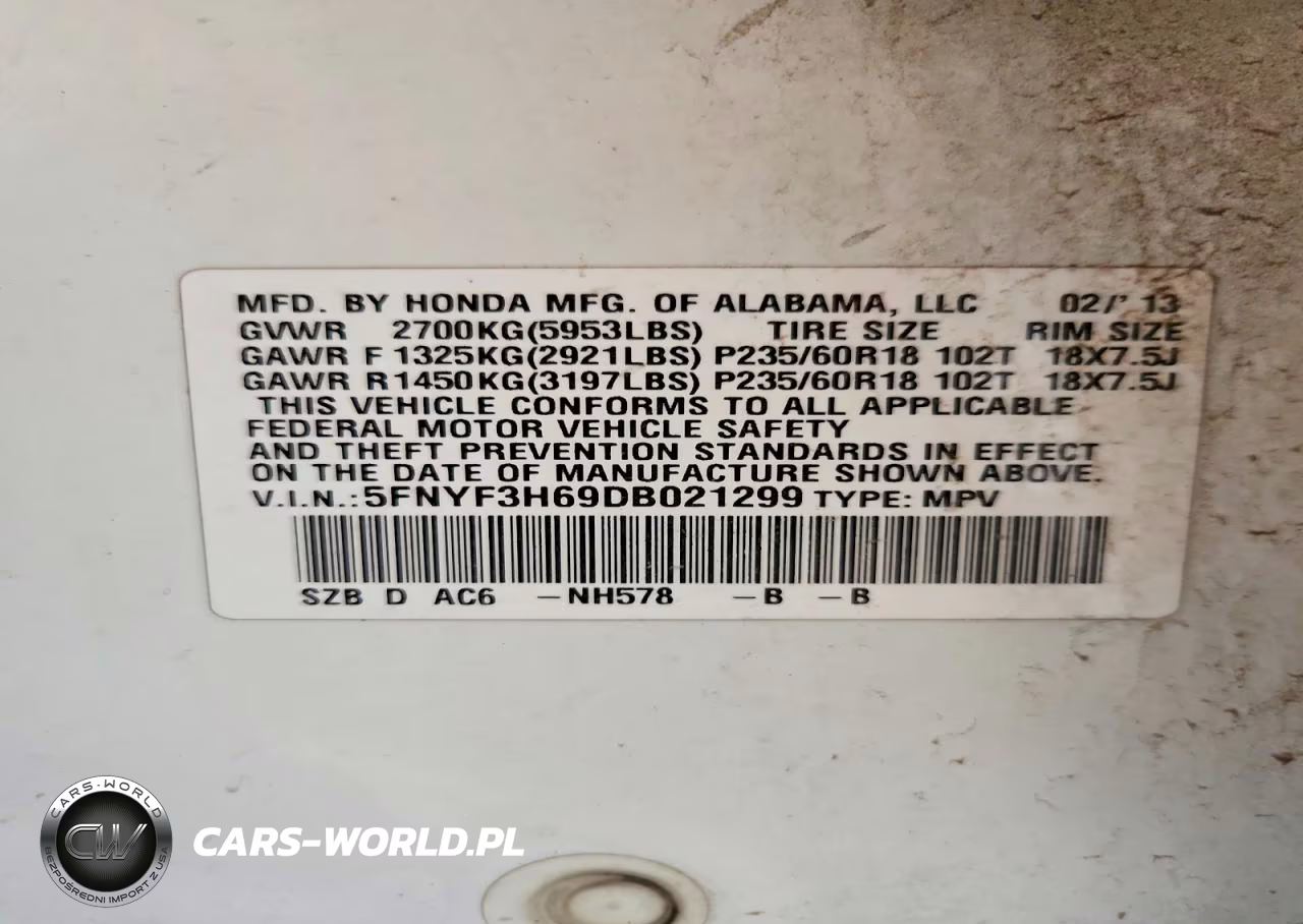 2013 Honda Pilot Exl VIN:5FNYF3H69DB021299 - 13