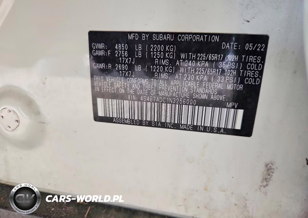 2022 Subaru Outback Premium VIN:4S4BTADC1N3256000 - 12