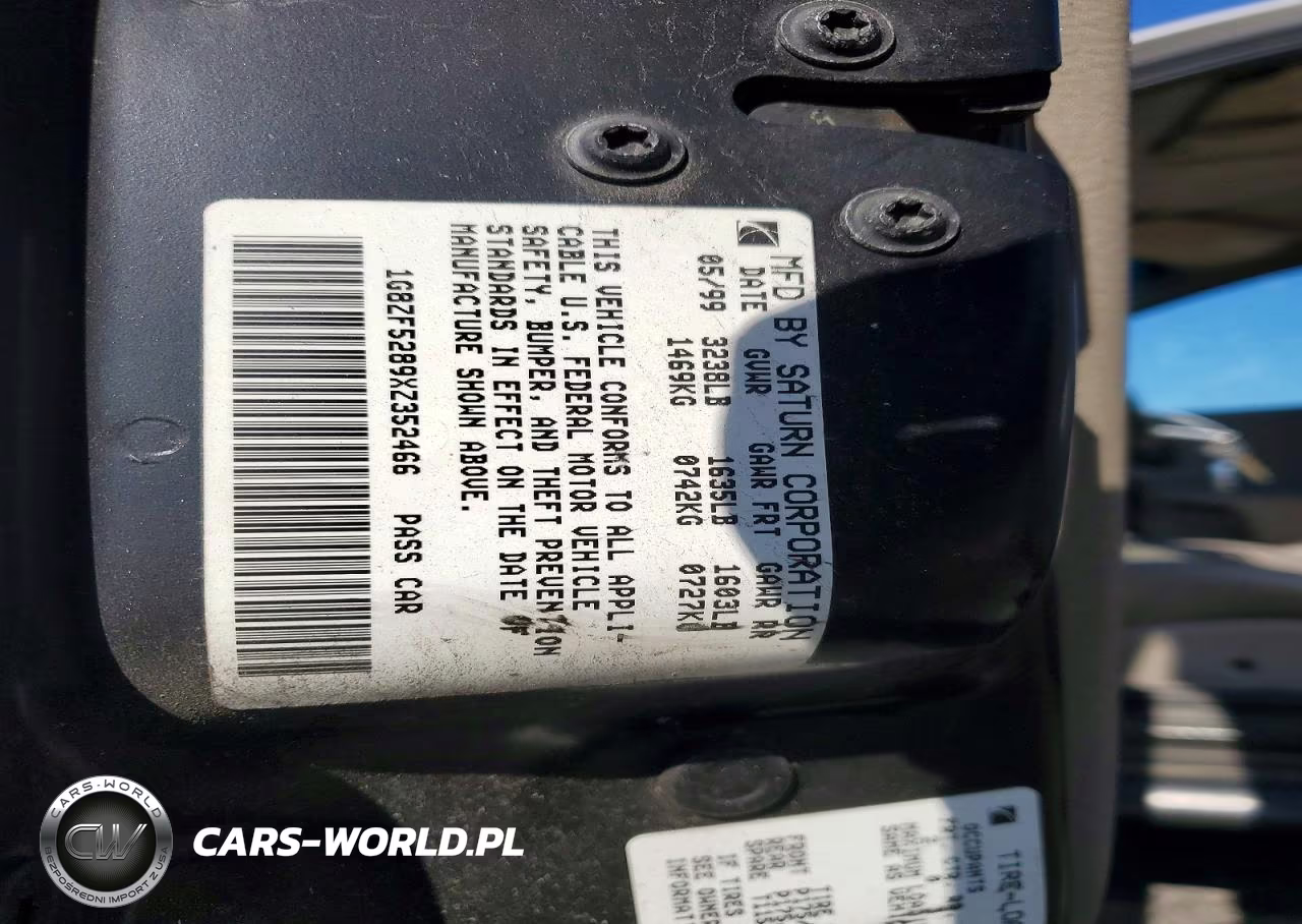 1999 Saturn Sl VIN:1G8ZF5289XZ352466 - 12