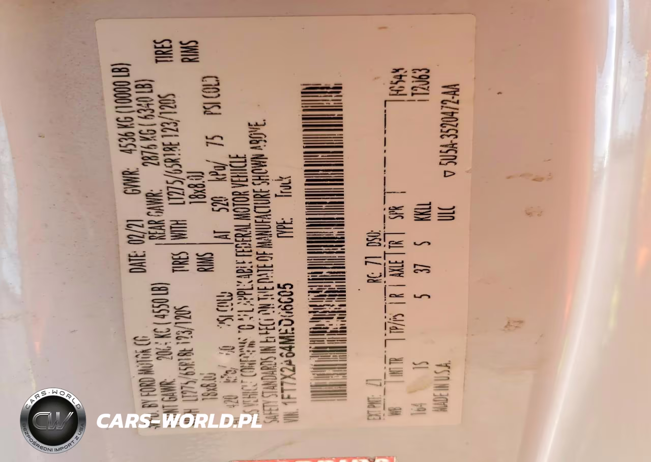 2021 Ford 250 Pu Sup VIN:1FT7X2A64MED06605 - 13