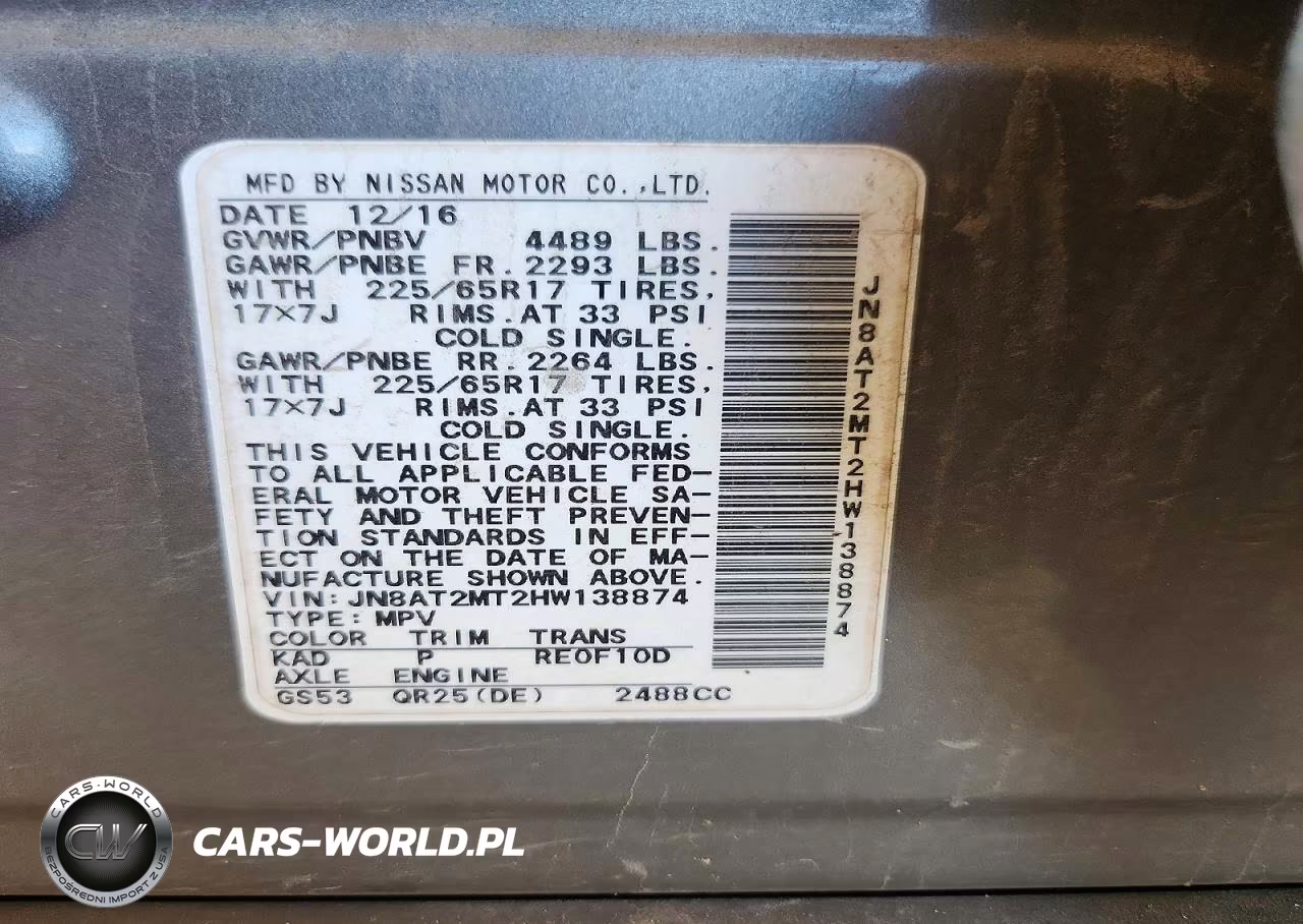 2017 Nissan Rogue S VIN:JN8AT2MT2HW138874 - 13