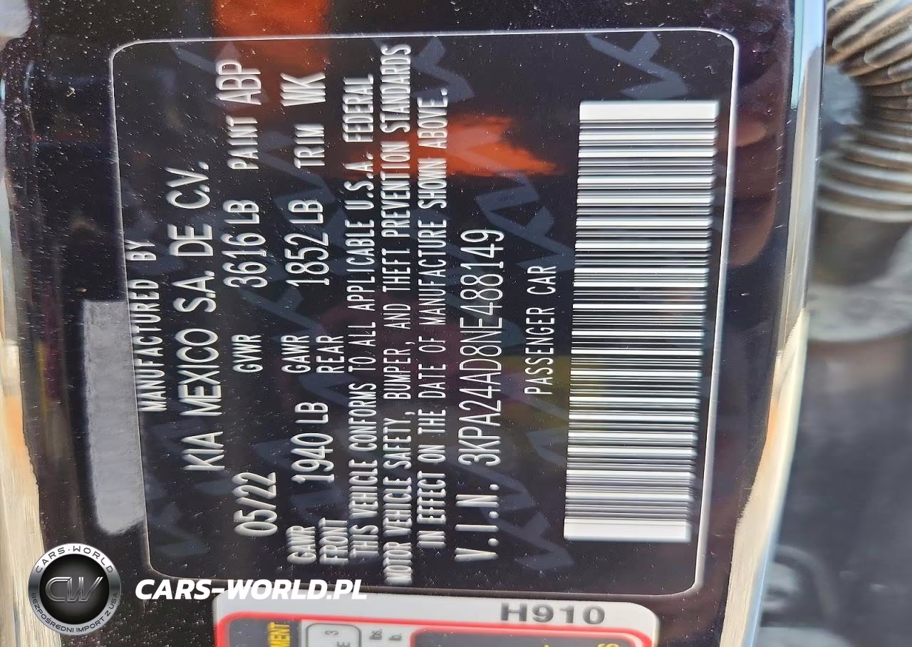 2022 Kia Rio Lx VIN:3KPA24AD8NE488149 - 12