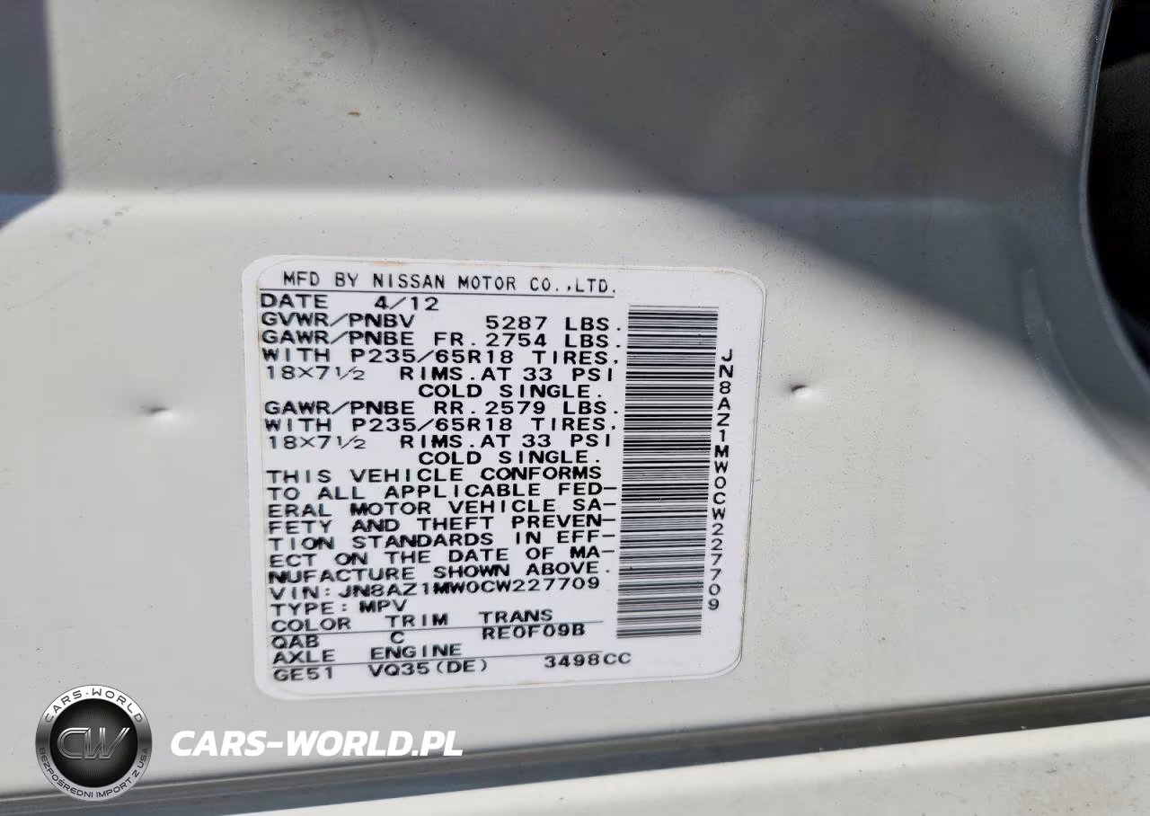 2012 Nissan Murano S VIN:JN8AZ1MW0CW227709 - 13