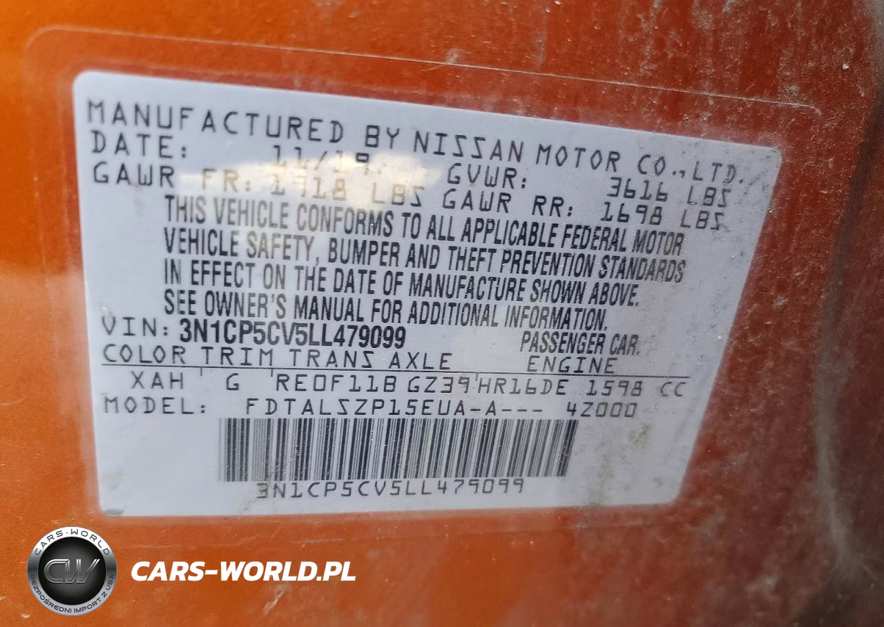 2020 Nissan Kicks Sv VIN:3N1CP5CV5LL479099 - 12
