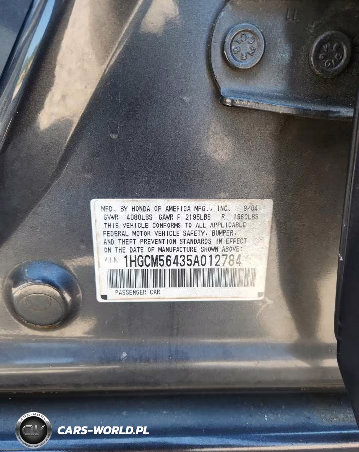 2005 Honda Accord Lx VIN:1HGCM56435A012784 - 12
