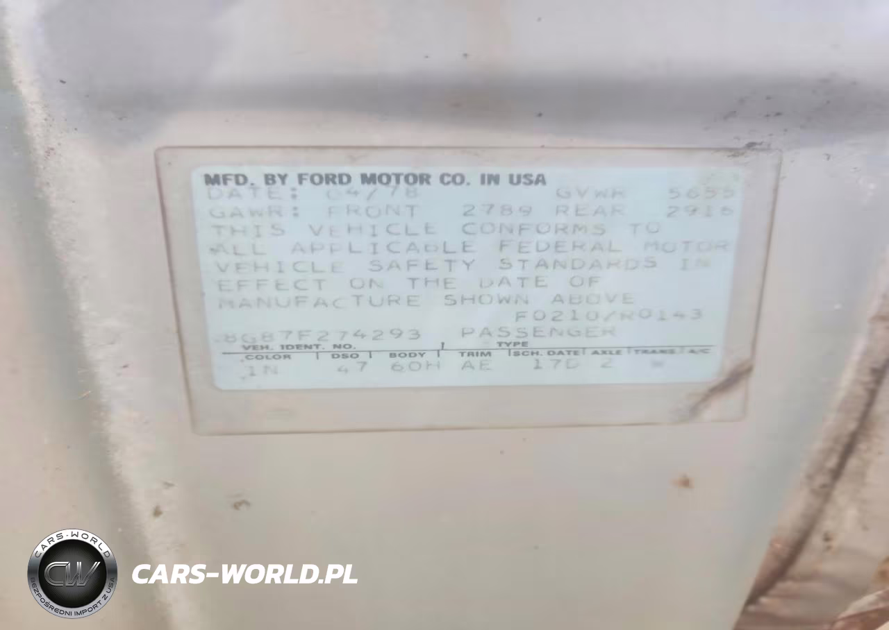 1978 Ford Thunderbird VIN:8G87F274293 - 12