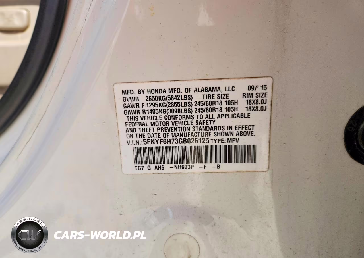 2016 Honda Pilot Exln VIN:5FNYF6H73GB026125 - 13