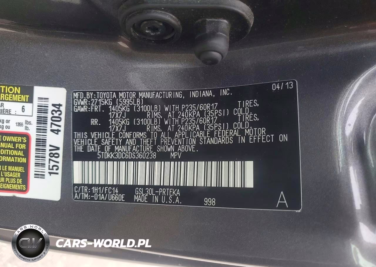 2013 Toyota Sienna Le VIN:5TDKK3DC6DS360238 - 13