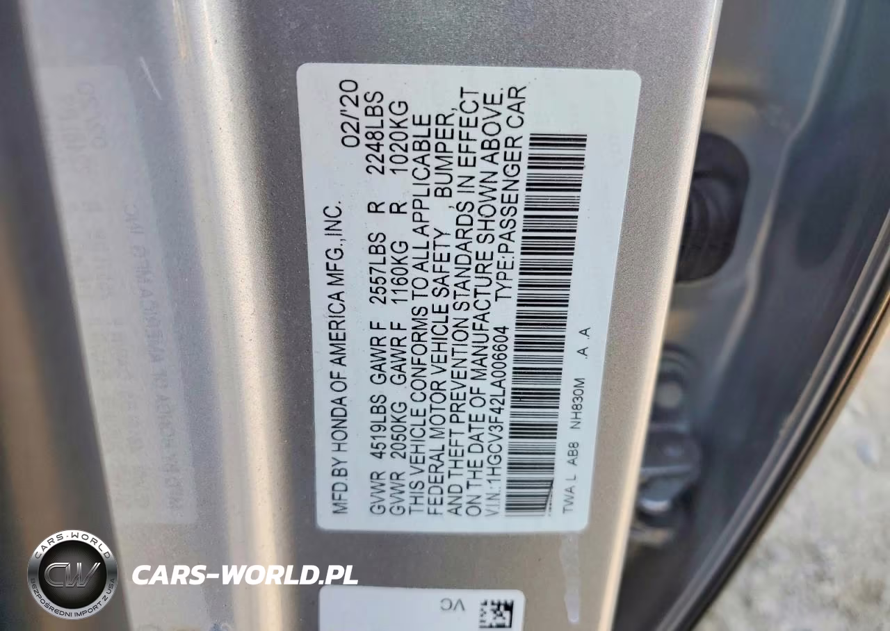 2020 Honda Accord Hybrid Ex VIN:1HGCV3F42LA006604 - 12