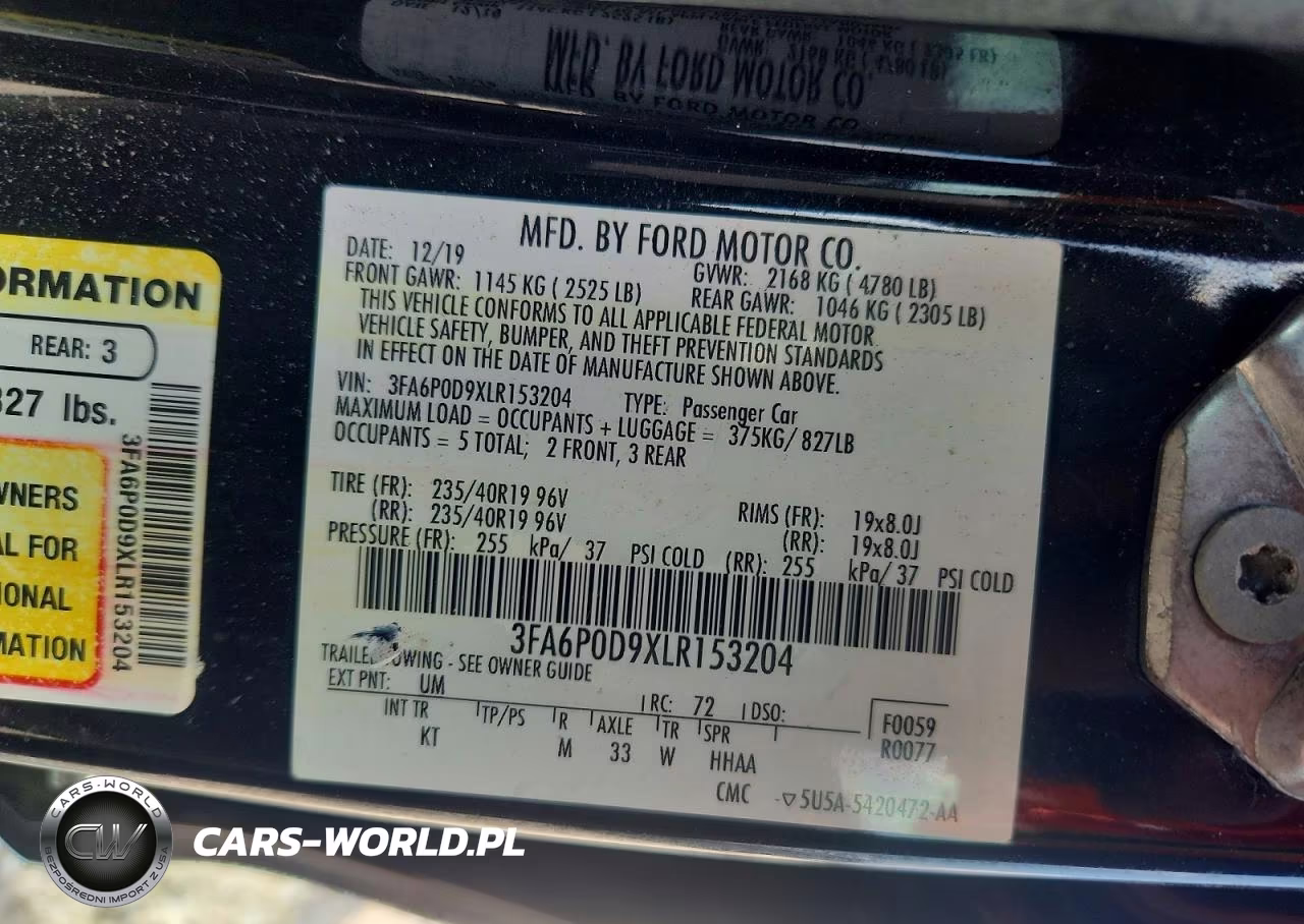 2020 Ford Fusion Titanium VIN:3FA6P0D9XLR153204 - 12
