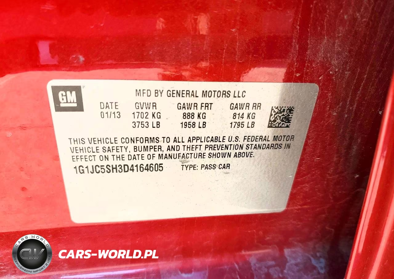 2013 Chevrolet Sonic Lt VIN:1G1JC5SH3D4164605 - 12