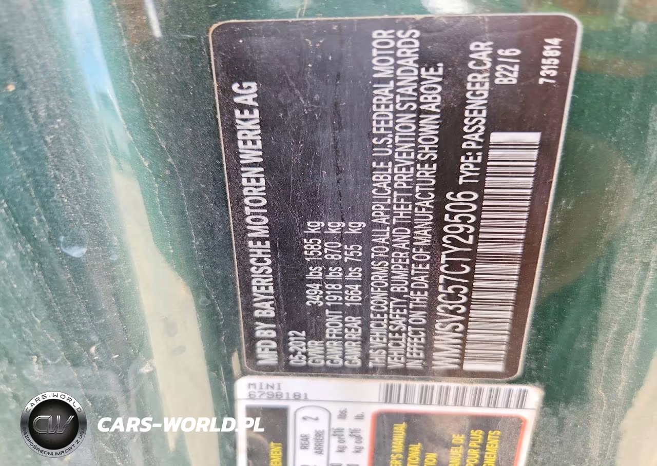 2012 Mini Cooper S VIN:WMWSV3C57CTY29506 - 12