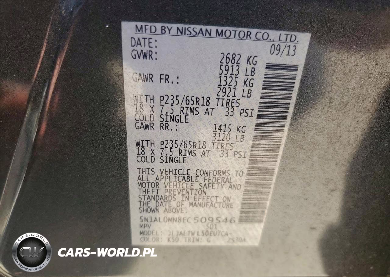 2014 Infiniti Qx60 Base VIN:5N1AL0MN8EC509546 - 12