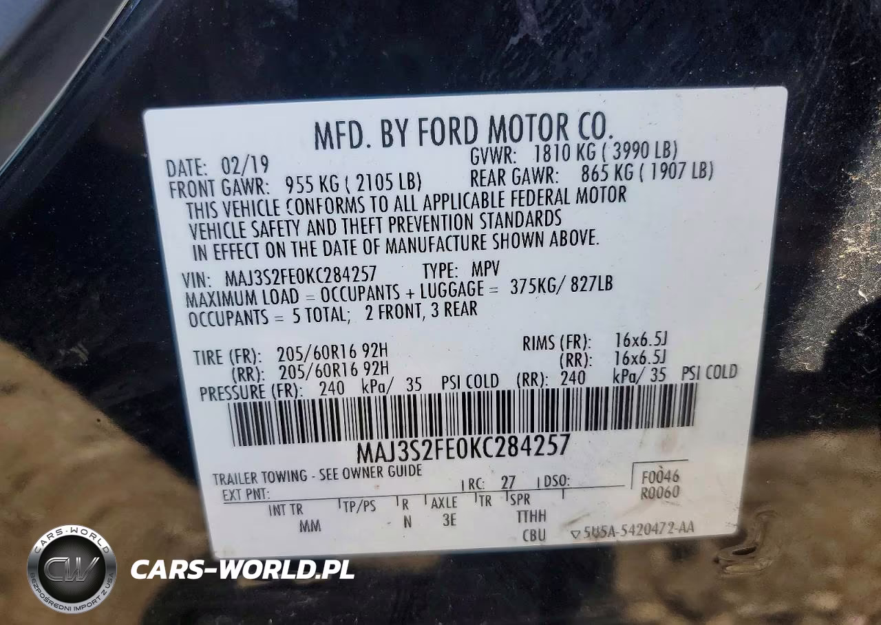 2019 Ford Ecosport S VIN:MAJ3S2FE0KC284257 - 12