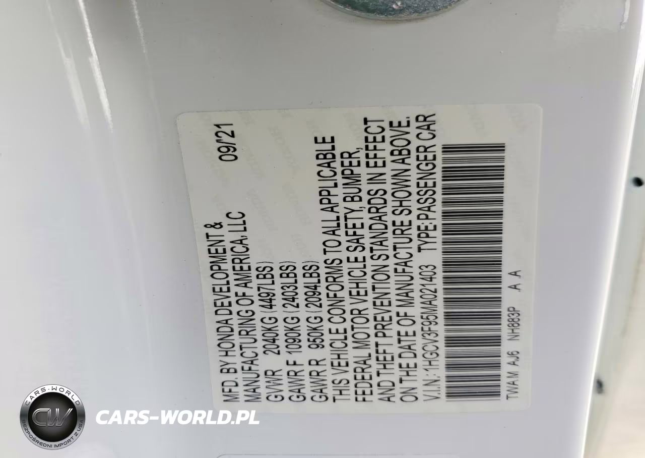 2021 Honda Accord Touring Hybrid VIN:1HGCV3F95MA021403 - 13