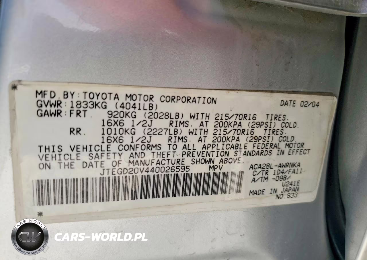 2004 Toyota Rav4 Base VIN:JTEGD20V440026595 - 13