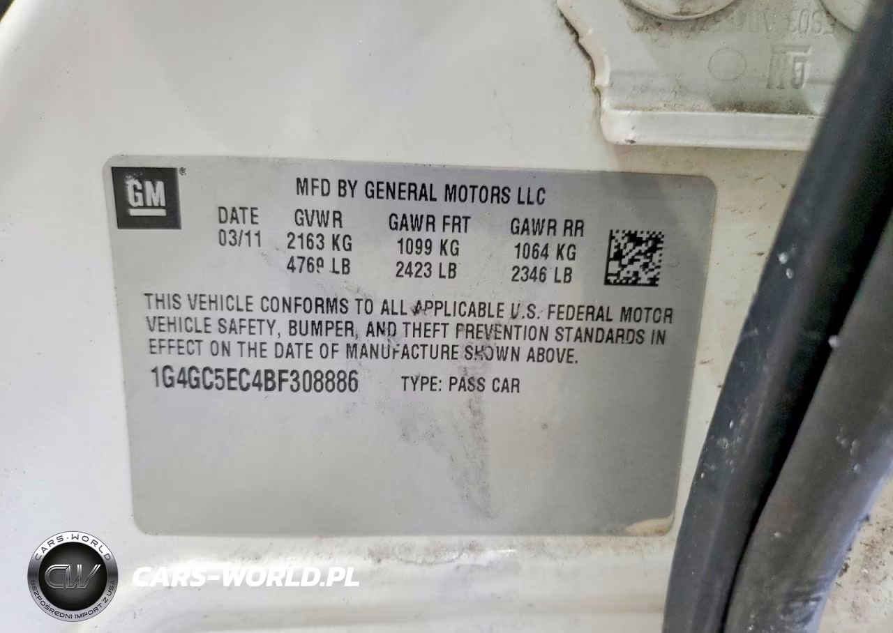 2011 Buick Lacrosse Cxl VIN:1G4GC5EC4BF308886 - 12