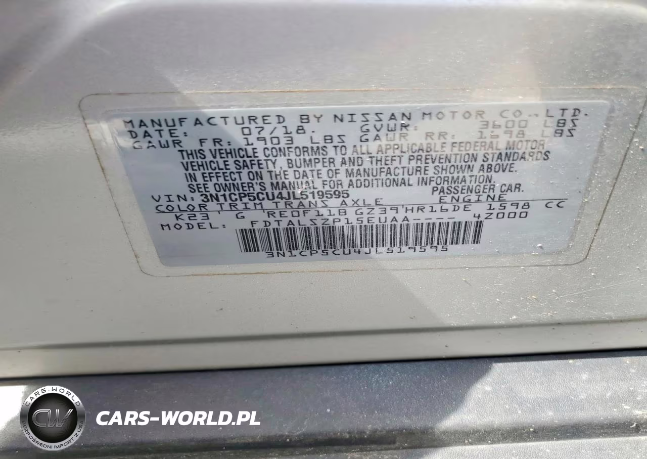 2018 Nissan Kicks Sv VIN:3N1CP5CU4JL519595 - 13