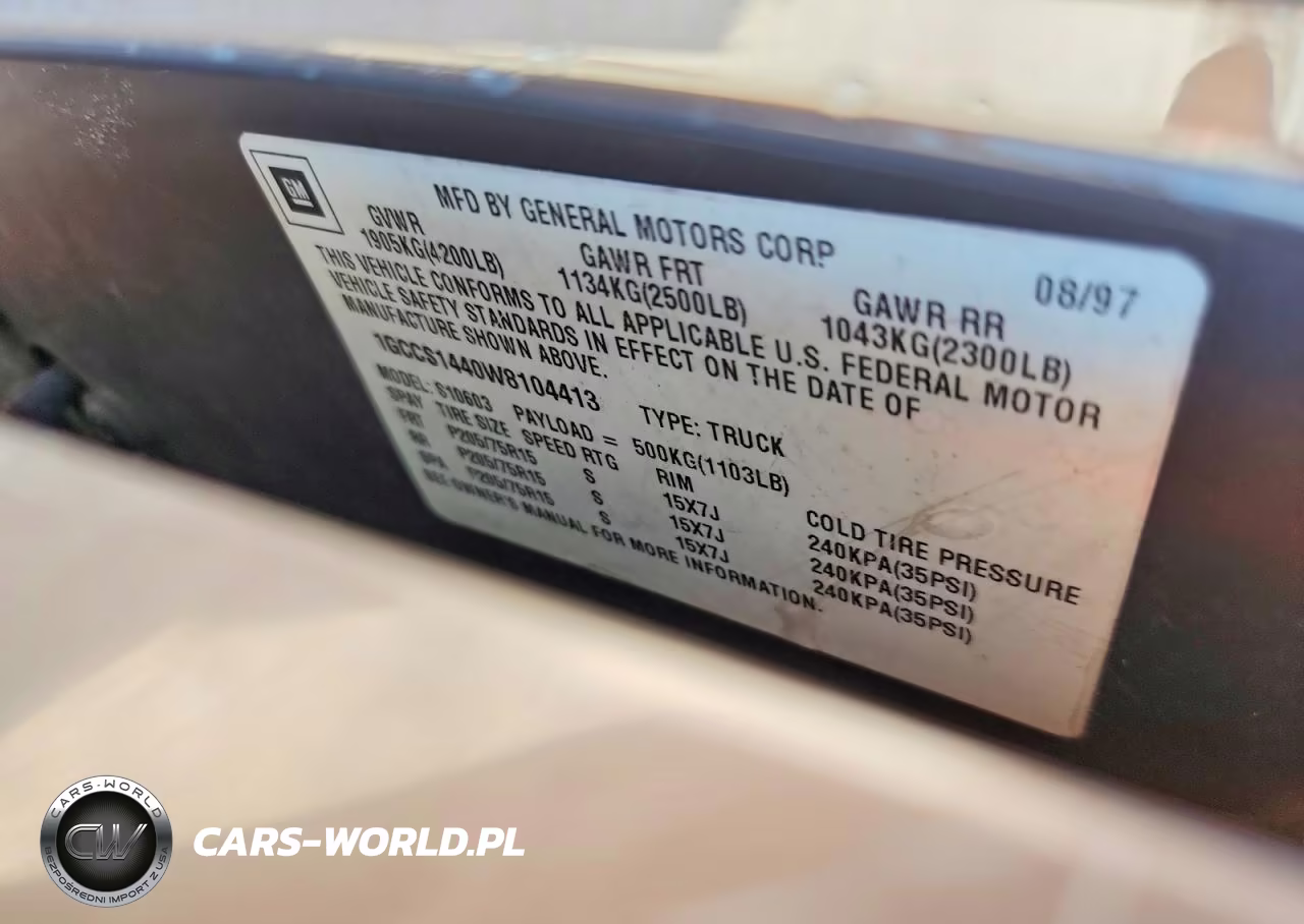 1998 Chevrolet S10 VIN:1GCCS1440W8104413 - 12