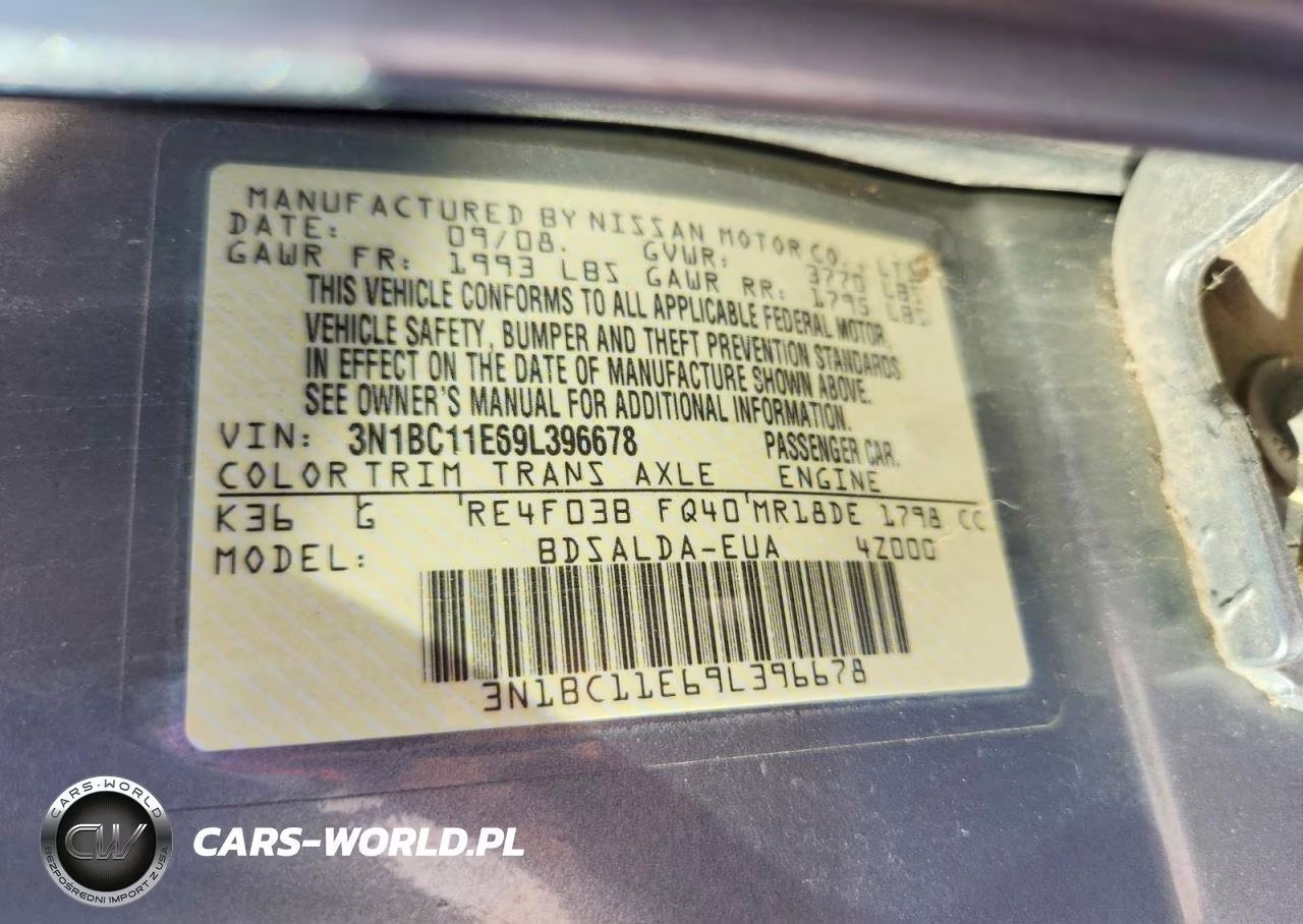 2009 Nissan Versa 1.8 S VIN:3N1BC11E69L396678 - 12