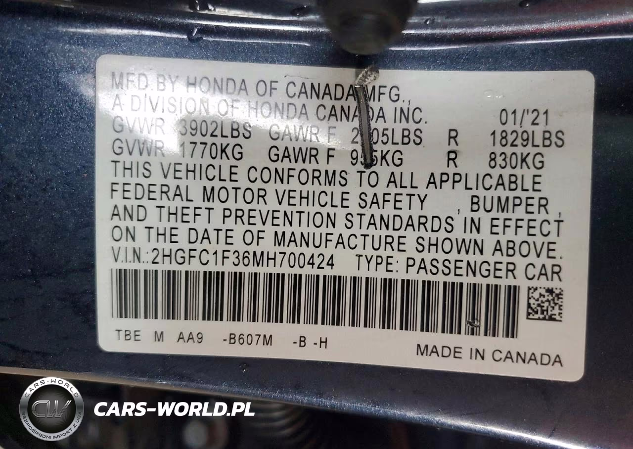 2021 Honda Civic Ex VIN:2HGFC1F36MH700424 - 12
