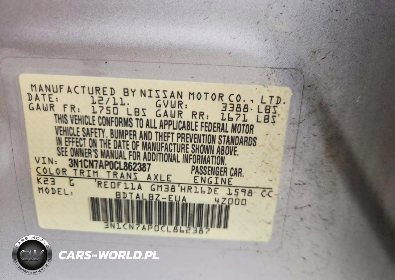 2012 Nissan Versa 1.6 S VIN:3N1CN7AP0CL862387 - 13