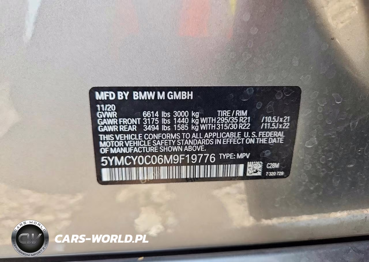 2021 BMW X6 M VIN:5YMCY0C06M9F19776 - 14