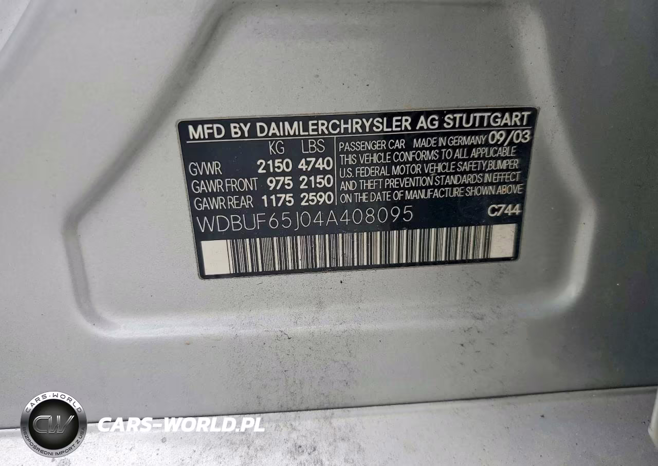 2004 Mercedes-Benz E 320 VIN:WDBUF65J04A408095 - 12