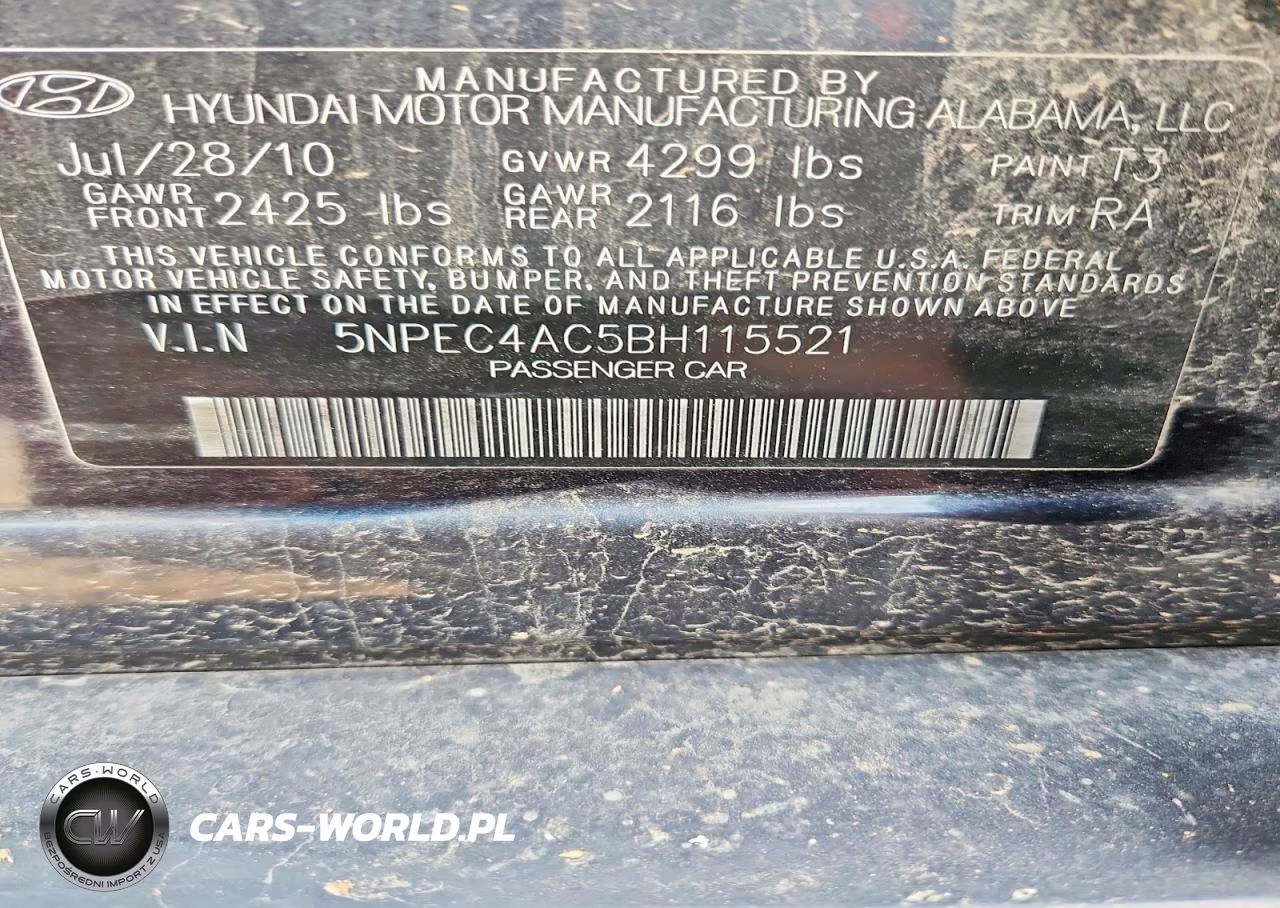 2011 Hyundai Sonata Se VIN:5NPEC4AC5BH115521 - 12