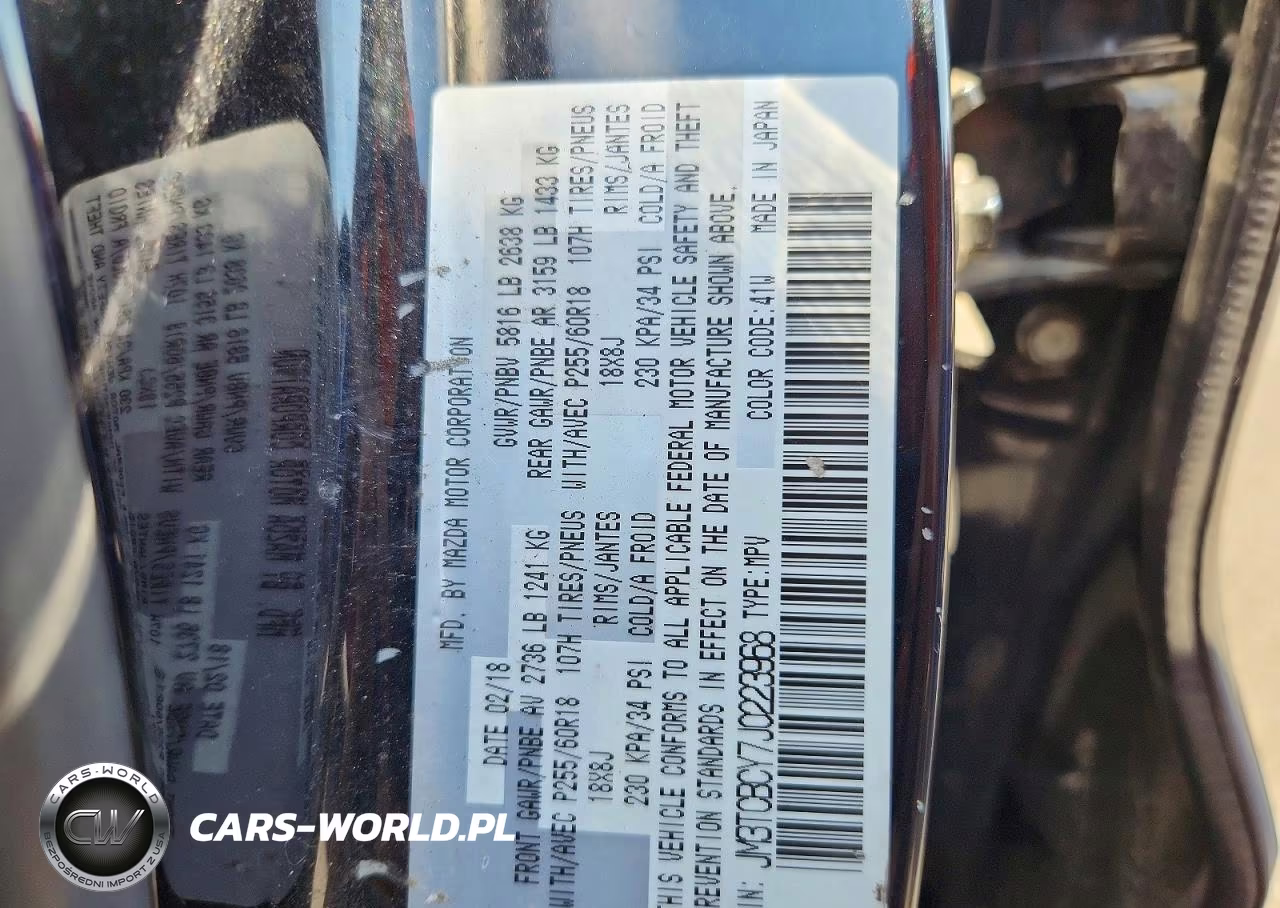 2018 Mazda Cx-9 Touring VIN:JM3TCBCY7J0223968 - 12